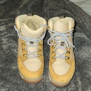Timberland Tan and Cream Ankle Booties with Rugged Sole